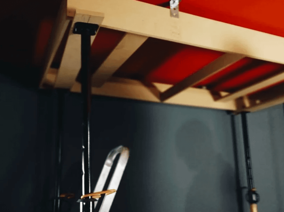 Marking the drill holes on the ceiling